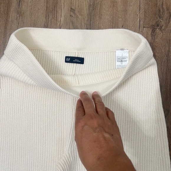 Gap Cashsoft Shaker Stitch Sweater Knit‎ Pants Beige Wide Leg Pull On S - Picture 9 of 10